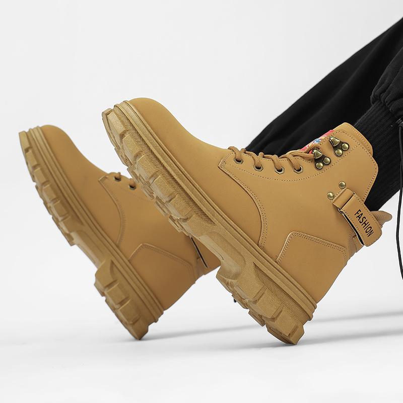 New Fashion Autumn And Winter Men's High Top Martin Boots Students Male Boys Trending Soft Sole Work Shoes Labor Protection Martin Sneakers