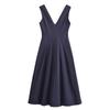 2025 Spring Women's European & American V-Neck Zipper Midi Dress