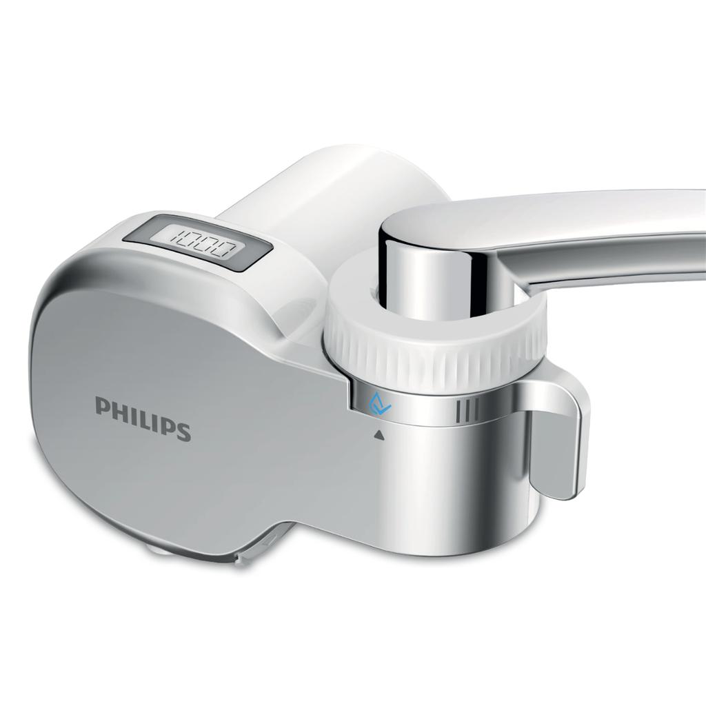 Philips Awp3705P3 Wasserhahnfilter mit Display und Zähler. 3 Filterkartuschen im Set.