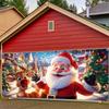 1pc 2D Flat Happy Santa Claus with Reindeer Christmas Banner Ideal for Home and Garden Backdrop No Power Required