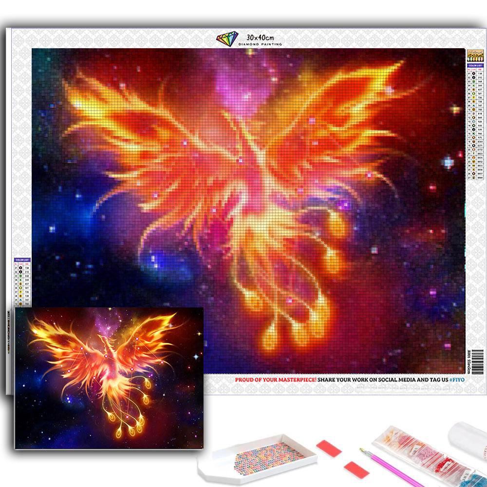 5D Diy Diamond Painting Flaming Phenix Embroidery Mosaic Art Picture of Rhinestones Decor Gift