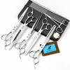 Napson 8-inch Glossy 5-Piece Pet Grooming Scissors Set with Straight Shears, Rake Comb, and Fishbone Tooth Comb