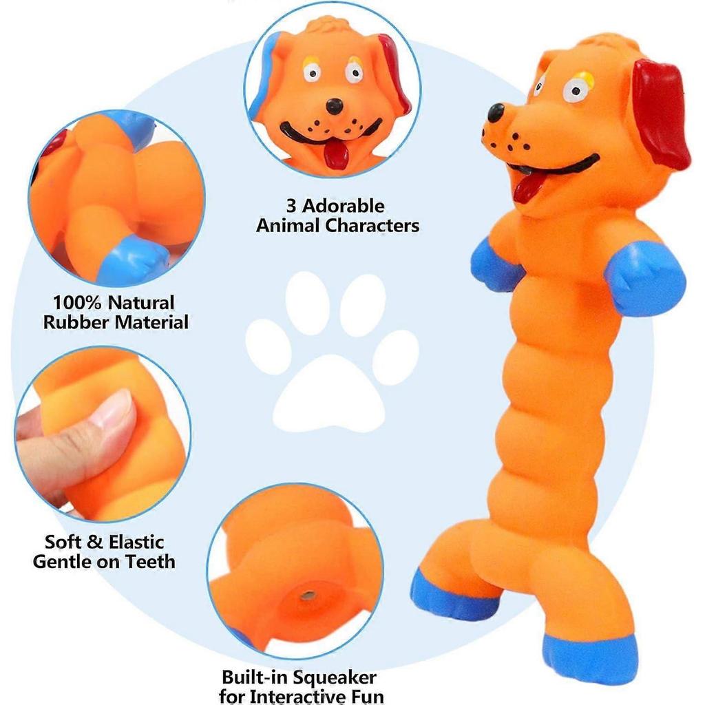 Dog Squeaky Toys Interactive Dog Toys - 3 Pack Rubber Chew Toys for Indoor Dogs to Chase, Fetch and Exercise, Medium & Large Dogs Toys for Boredom Rel