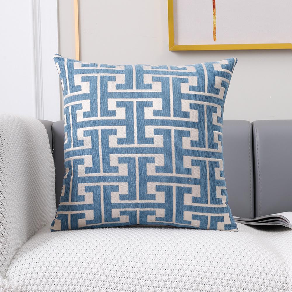 100%Polyester Jacquard Pillowcase Geometric Patterned Sofa Lumbar Pillow Covers For Spring, Summer, Autumn, And Winter Seasons