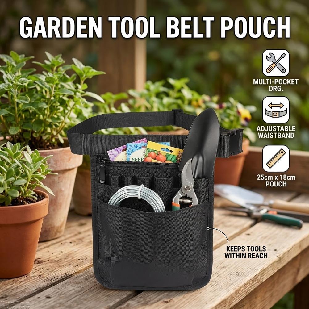 Garden Tool Belt Multi Pocket Adjustable Waist Pouch Bag Storage Organizer for Yard Gardening Tools Scissors Working