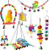 Zestaw zabawek Parrot: Wisiorek Klatka dla Ptaków, Huśtawka, Drabinka, Lustro, Zabawki dla Ptaków Sepak Takraw