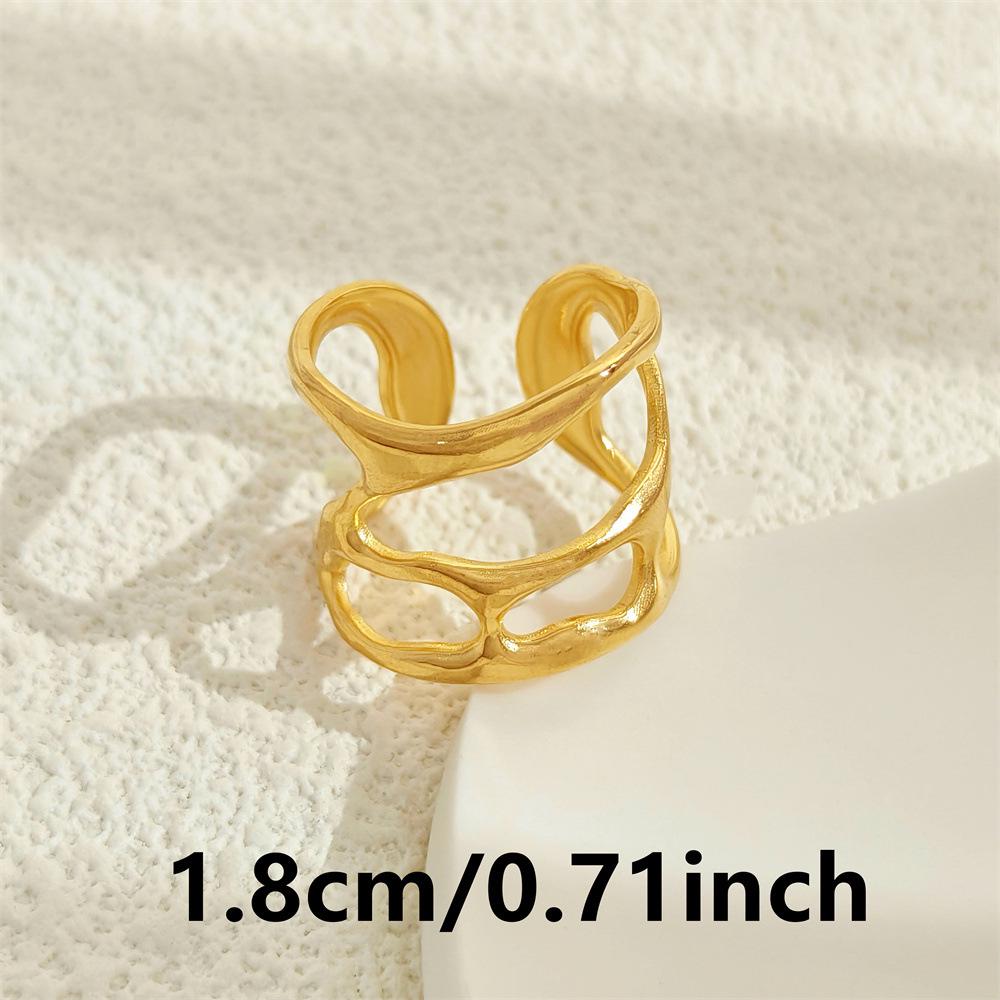 18K Gold-Plated Titanium Stainless Steel Open Ring for Women