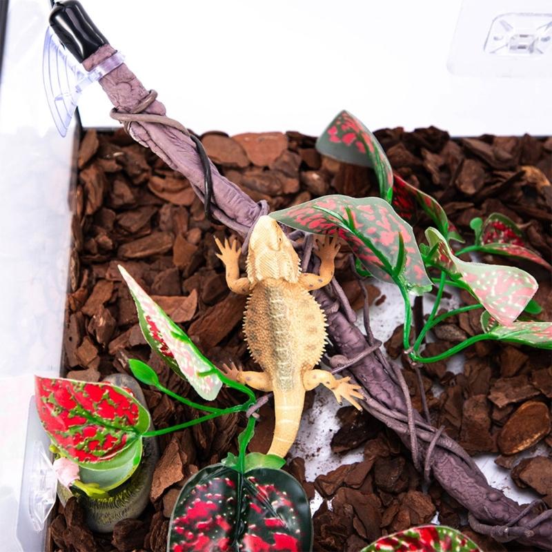 Artificial Branch for Reptiles Tanks Flexible and Safe Decoration Comfortable Environment Plant Vine with Suction Cup