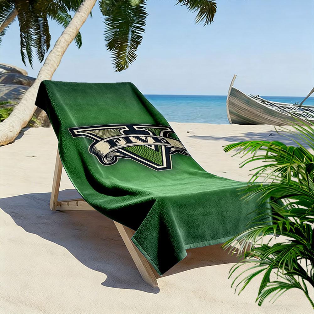 Green Beach Towel with V Logo A must-have beach towel for beach travel