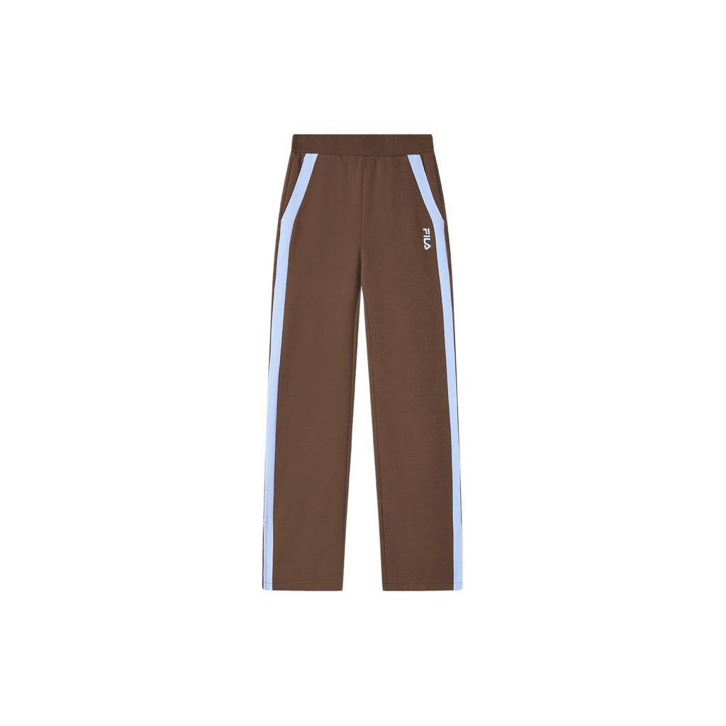 FILA Color Block Straight Leg Knit Casual Pants Women bottoms Cream-Brown F11W419603F-BN