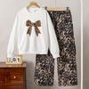 Girls' Leopard Print Hoodie & Wide-Leg Pants Set - 2025 Spring/Autumn Fashion