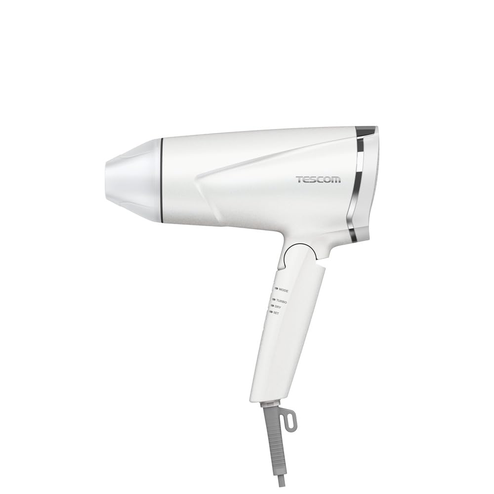 Tescom Protect Ion Hair Dryer, Foldable, High Airflow, Fast Drying, Cold and Warm Air, Speedom Easy-Drain Plug, TD670A-W
