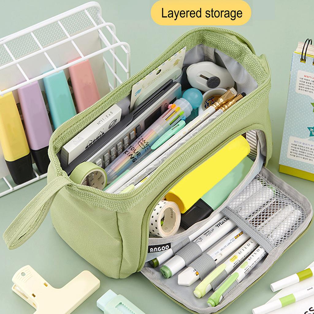 Große Kapazität Minimalistisches Federmäppchen Handheld tragbar mehrschichtig Student Schreibwaren Aufbewahrungsorganizer Schulbedarf Federtasche