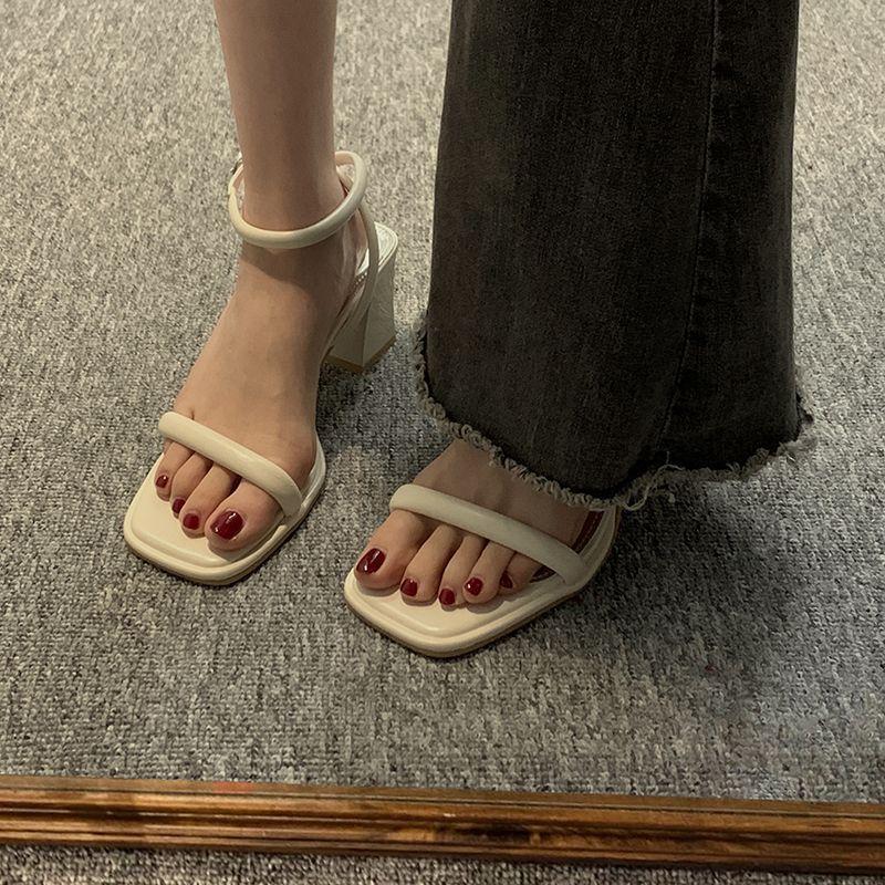 Sandals women's summer new open-toed high heels European and American style cross-strap thick heel strap fashion Roman shoes