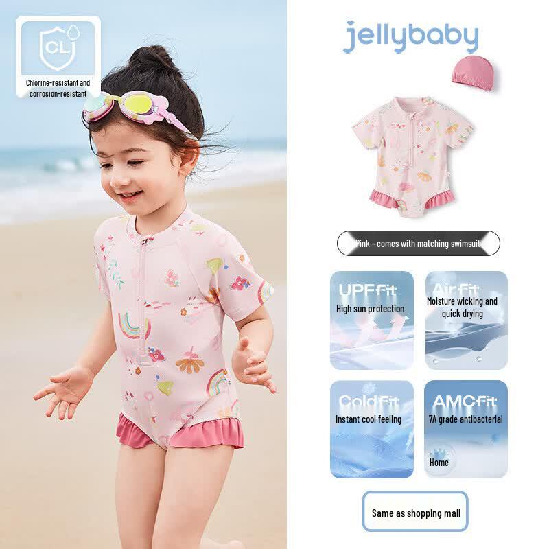 JELLYBABY UPF40+ Girls' Sun Protection One-Piece Swimsuit
