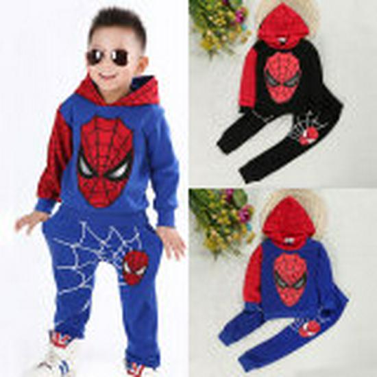 Unisex Kids Short Sleeve Hero Hoodie with Bat and Spider Mask Design