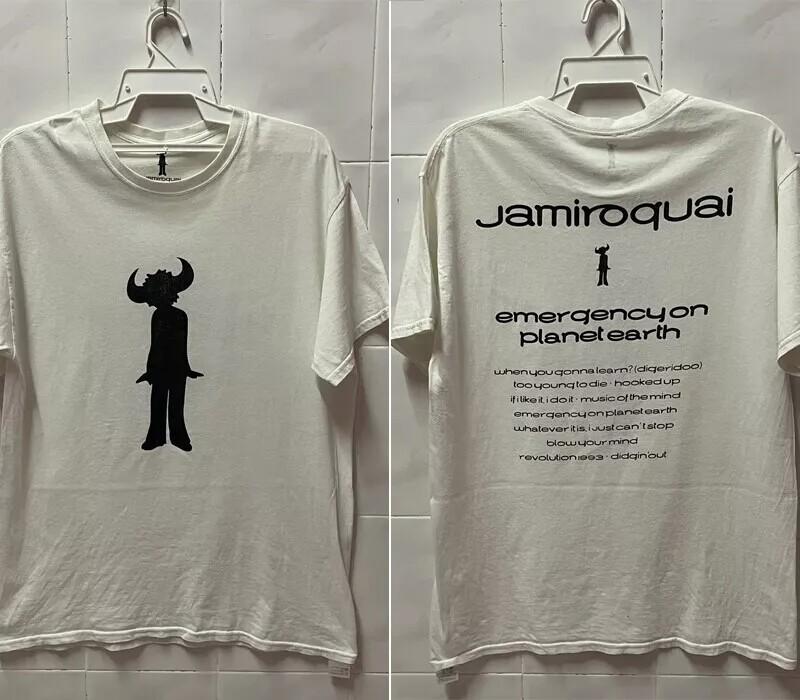 Jamiroquai Band 2 Side 90s White Short Sleeve Unisex T shirt Reprint S5XL Unisex T-Shirt XXL