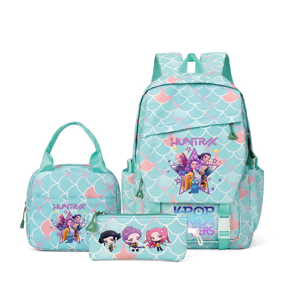Kpop Demon Hunters, Elementary School Bag, Children'S Backpack, Lunch Bag, Pencil Bag, Three-Piece Set, Student Backpack
