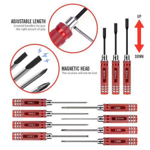 27-Piece RC Car Tool Kit with Flat, Phillips, and Hex Screwdrivers, Pliers, Cross Wrench, Body Reamer, Stand, and Polished Bar Hobby Repair Tools for