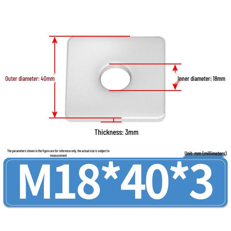 304 Stainless Steel Thickened Square Flat Washers M4-M24