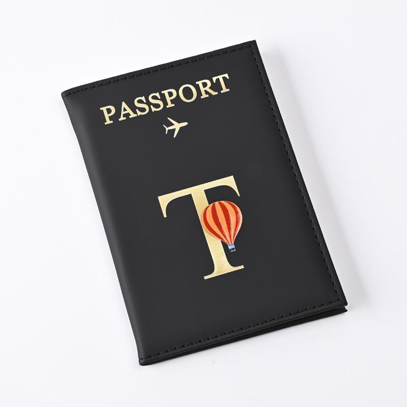 Husă pentru pașaport din piele imprimată cu litere Bărbați Femei Suport pentru pașaport Clip pentru bilet de avion Huse pentru pașapoarte Suport pentru identitate Suport card de credit