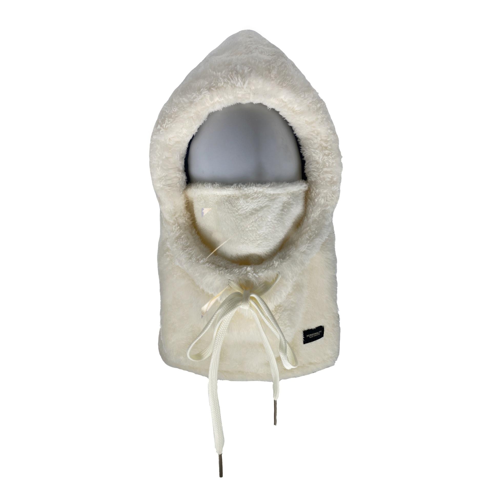 

Winter Balaclava Warm Thermal Windproof Full Face Mask Polar Fleece Ski Cycling Hood Adjustable Motorcycle Drawstring Mask Cap белый