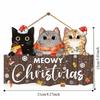 New Wooden Christmas Hanging Ornament 2D Flat Cute Cat Pendant Creative Christmas Supplies Wall Decor for Door Bedroom
