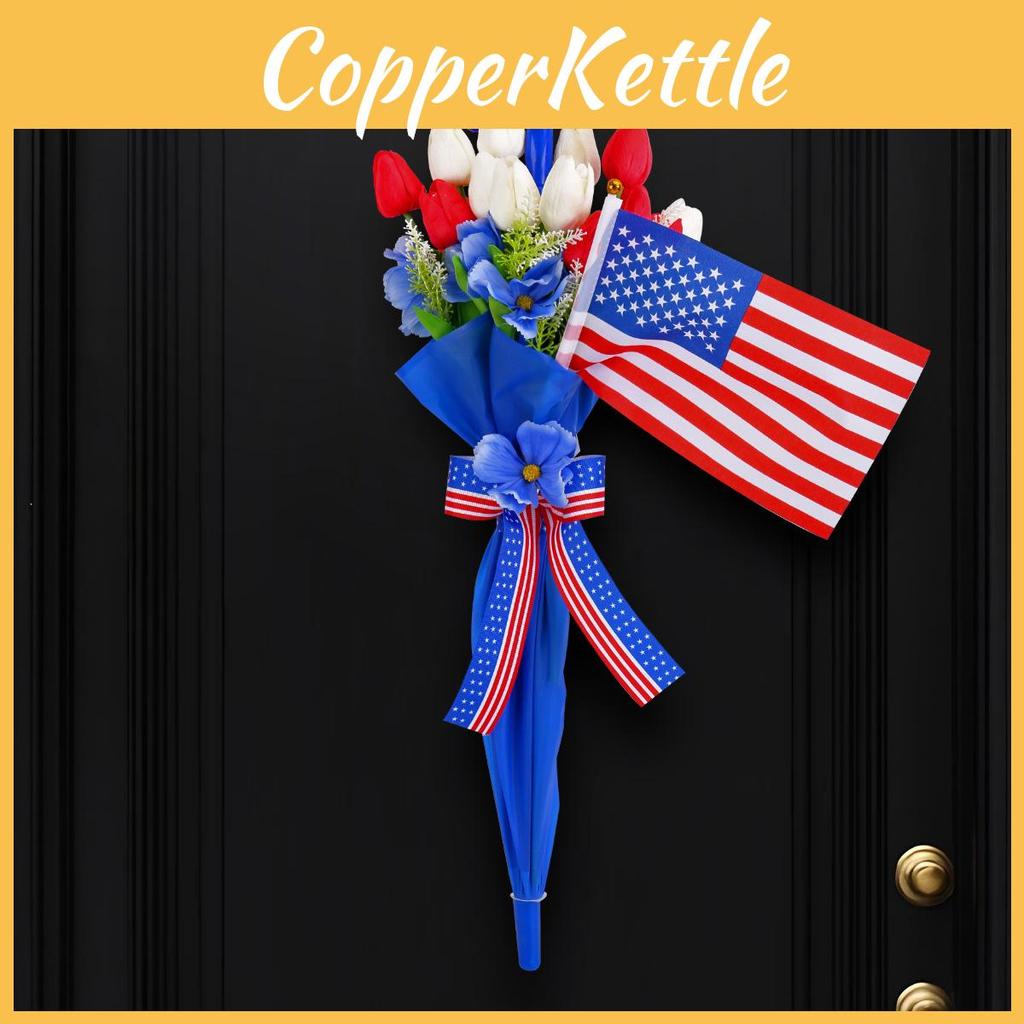 Unabhängigkeitstag Rot Weiß Tulpen Regenschirm Wanddeko für Feiertags Tür- und Fensterdekoration