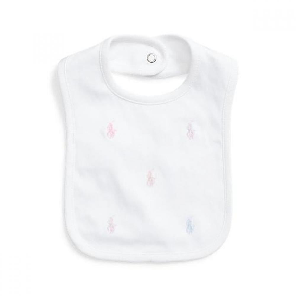 Ralph Lauren Baby Girl Polo Pony Cotton Interlock Bib Cwposmaf9g20026100 ONE