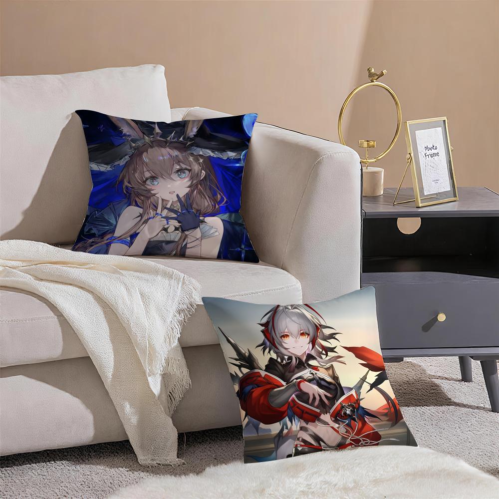 Simple fashion AArknights 2D Game icons Cushion Cover Linen Pillowcase Cover Soft Decor for Sofa Home Room