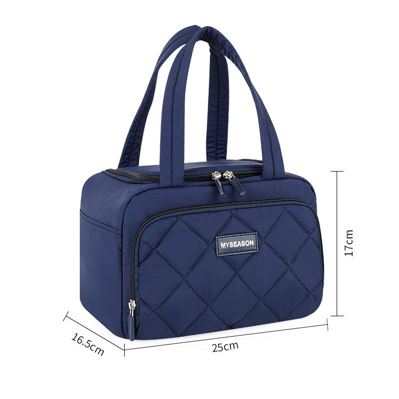 Colorblock Large Capacity Insulated Crossbody Lunch Bag with Thick Aluminum Foil