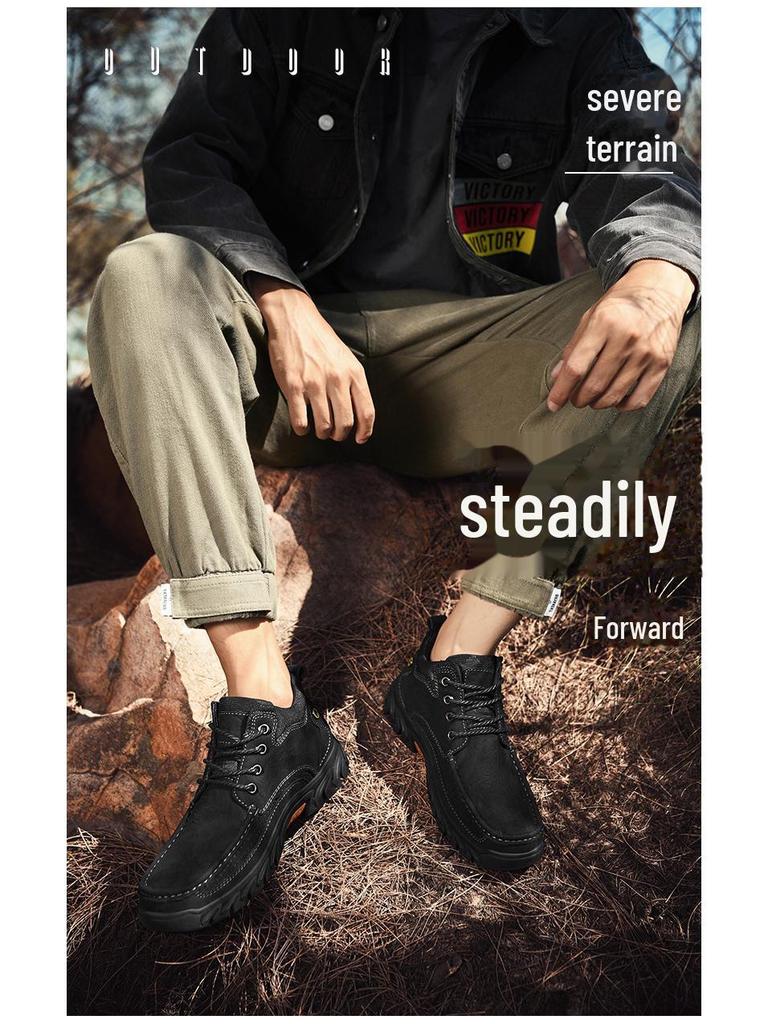 2025 Autumn Large Size Men's Genuine Leather Outdoor Work Shoes with Thick Sole