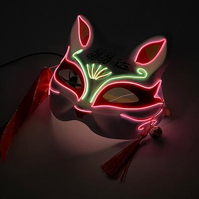 Feiertags Leuchtende Neon Halbmaske Blinkend Im Dunkeln Fuchsmaske Halloween LED Leuchtende Fuchsmaske Für Frauen Mädchen Cosplay Requisiten