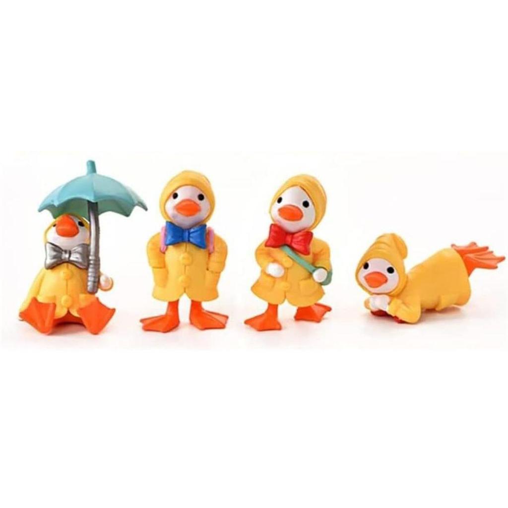 (4 Pcs Duck Umbrella Miniature) Miniature Showpiece Set for Home Decor,Car Dashboard,Valentine,Living Room,Gifts Figurines,Cake Decoration Items