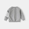 Boys' Classic Striped Crew Neck Sweater, Color-Blocked Small Pocket Knit Top for Toddlers and Young Children, Spring and Autumn Pullover for Kids