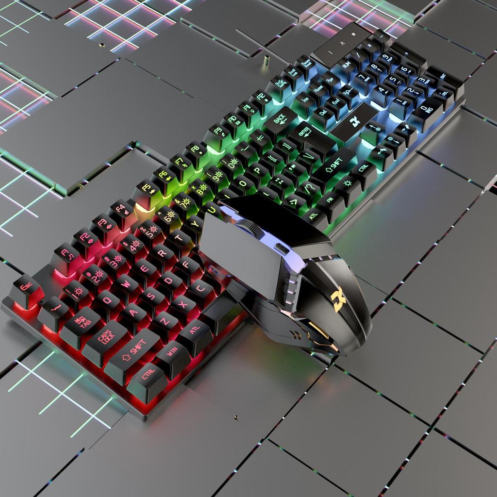 Luminous Wired Keyboard & Mouse Set with Floating Keycaps - USB, Mechanical Feel for Gaming Desktops & Laptops