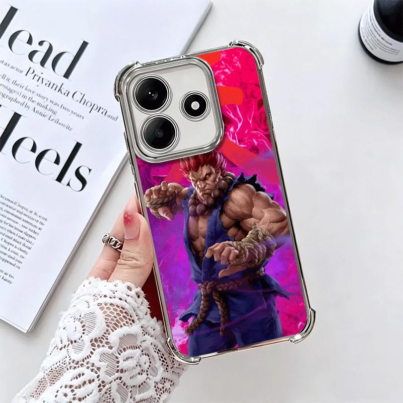 S-Street F-Fighters Soft Phone Case For Xiaomi Redmi Note 14 15 Pro Plus 13 12 11S 11T 5G 10 9S 9 Plating Anti-Fall Fundas