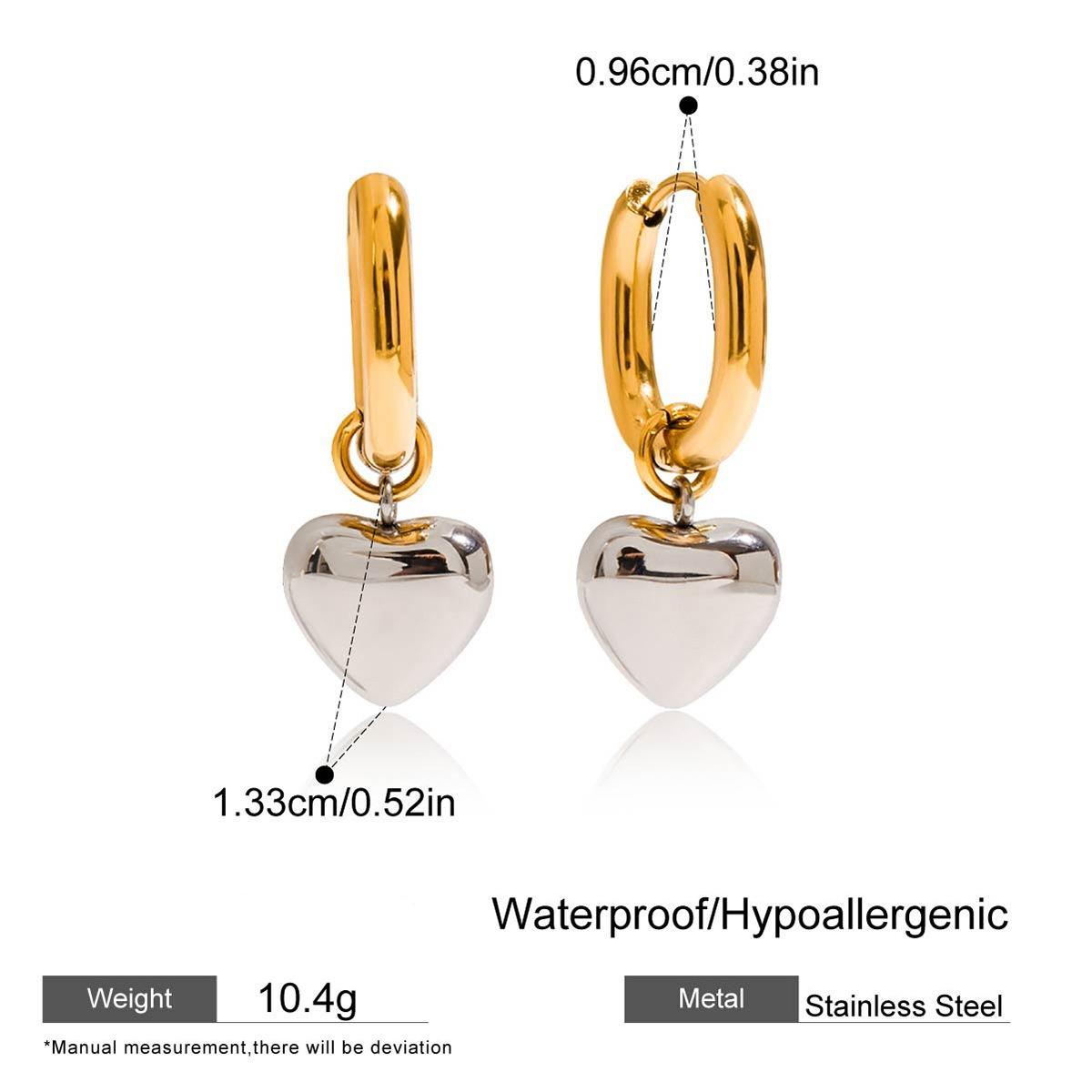 Double Layer Metallic Love Heart Hoop Earrings For Women Anti Tarnish Titanium Steel Gold PVD Plated Jewelry