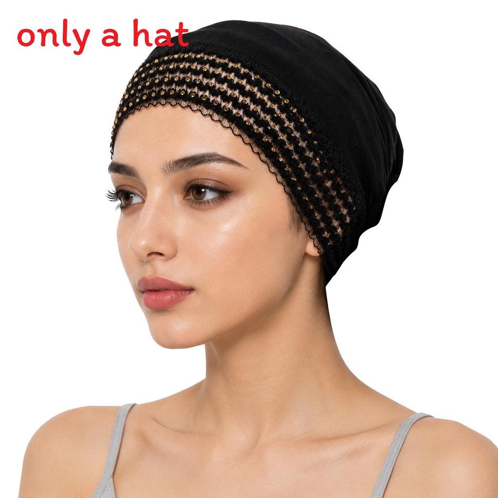 Silk Cotton Sunshade Headscarf With Adjustable Fit And Rhinestone Decor For Summer And Winter Fashion