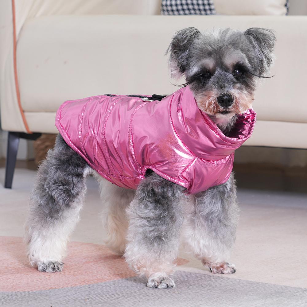Gold-Stitched Dog Coat Winter Warm Sleeveless Puppy Coat High Collar Warm Cotton Jacket D-Ring Zipper Small Middle Dog Cat Coat