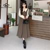French Vintage Stitching Fake Two-piece Long-sleeved Dress Women's Spring and Autumn Doll Collar Elegant Long Dress
