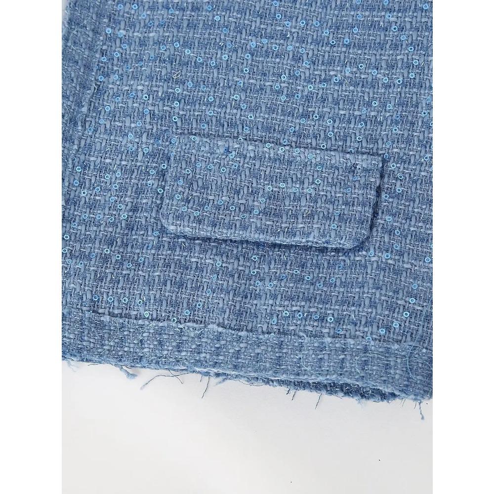 Women's Sequin Stand Collar Long Sleeves Pockets Short Jacket Coat Spring and Autumn New Female Chic Cardigan Jacket