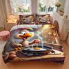 3pcs Anime Cartoon Chicken Bedding Set - Includes One Quilt Cover and Two Pillowcases (No Core) - Perfect for Bedroom and Guest Room Decorat