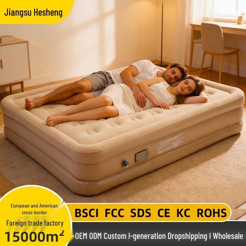 In-Stock Lightweight Inflatable Mat with Built-in Pump for Camping - Wear-Resistant Folding Bed for Lazy Lunch Breaks