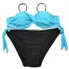 Trendy Color Block Triangle Bikini for Women - Adjustable Lace-Up, Large Bust & Cup