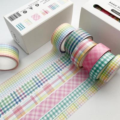 6 vnt. Pagrindinio rašto Washi juostos rinkinys Vaivorykštės languotas dryžuotas tekstūros 20 mm 15 mm lipni maskavimo juosta dekoravimo lipdukai menas