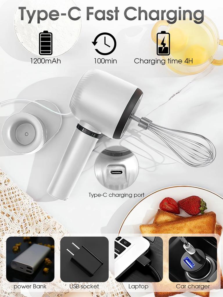 Tragbarer Mixer Küchenwerkzeuge Handmixer Elektrischer Lebensmittelprozessor Set Milchaufschäumer Eierschläger Kuchenbacken Knetmaschine