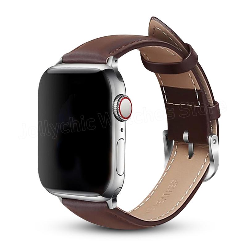 

Браслет из кожи Starlight для Apple Watch 7 ремешок 6 se 5 4 45мм 42мм Для Iwatch Серии 3 2 44мм 40мм Ремешки для часов 38мм 41мм 42mm or 44mm or 45mm темно-коричневого