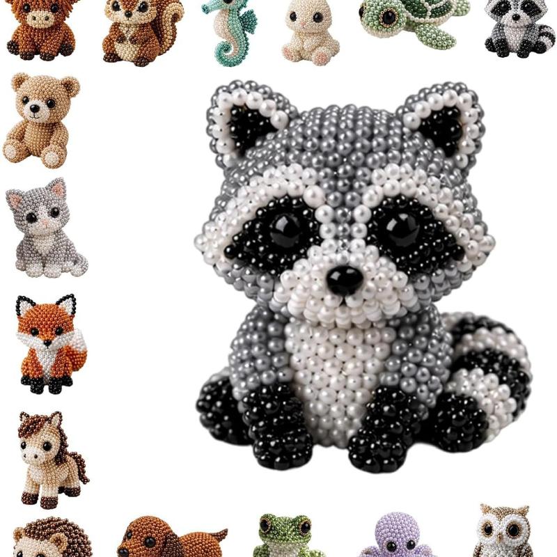 Cute Diy Handmade Colorful Beaded Animal Figurines Material Kit Perfect For Home Desktop Decor Ideal Gifts For Craft Lovers