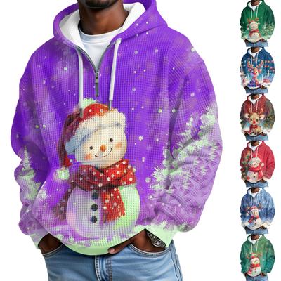 Men's  Fashion  Trendy Half Zipper  Hooded Hood  Pullover  Thickened  Fleece  Texture  Hoodie